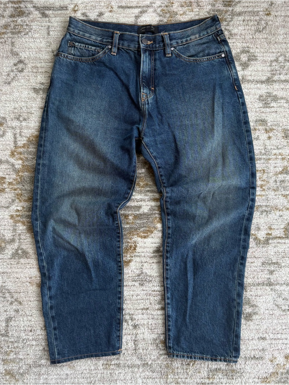 Banana Republic Men's Straight Fit Dark Blue Faded Jeans